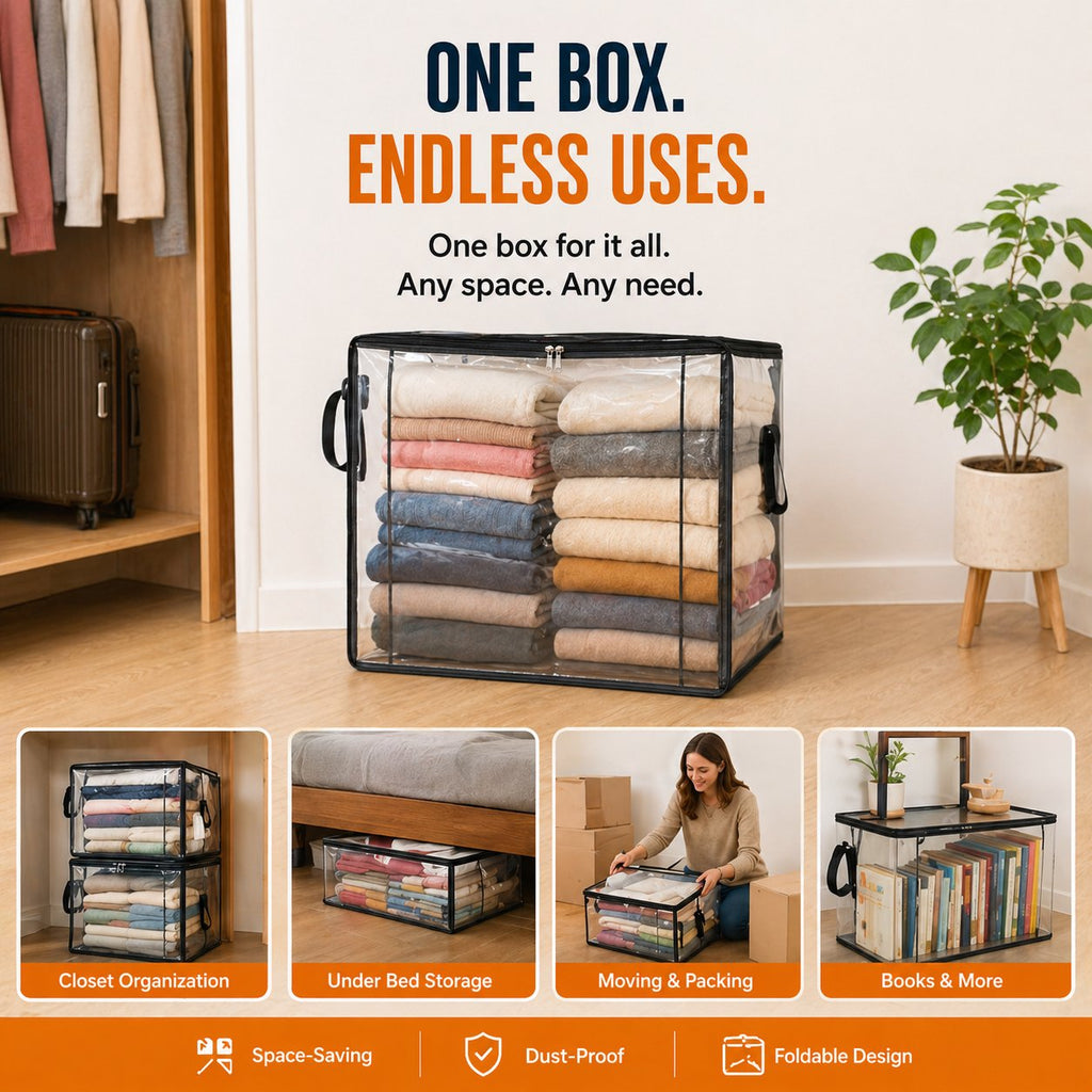 ❤️ Buy 2 Get 1 Free❤️📦Large Heavy-Duty Thick Plastic Clear Storage