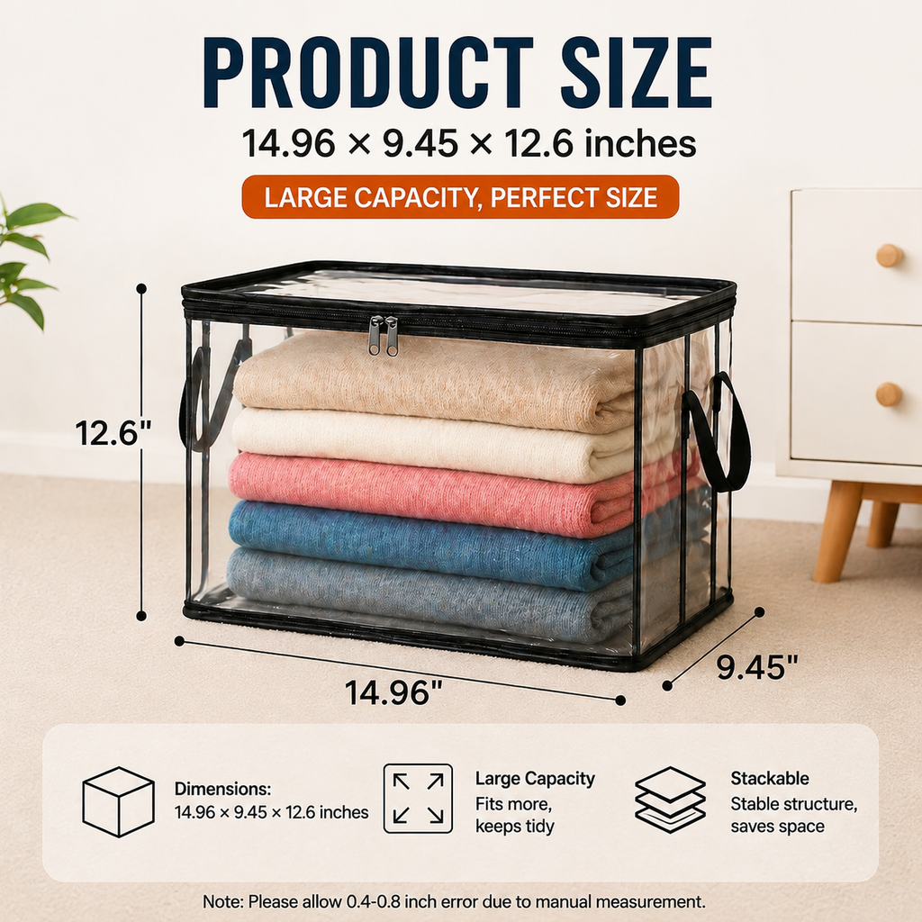 ❤️ Buy 2 Get 1 Free❤️📦Large Heavy-Duty Thick Plastic Clear Storage