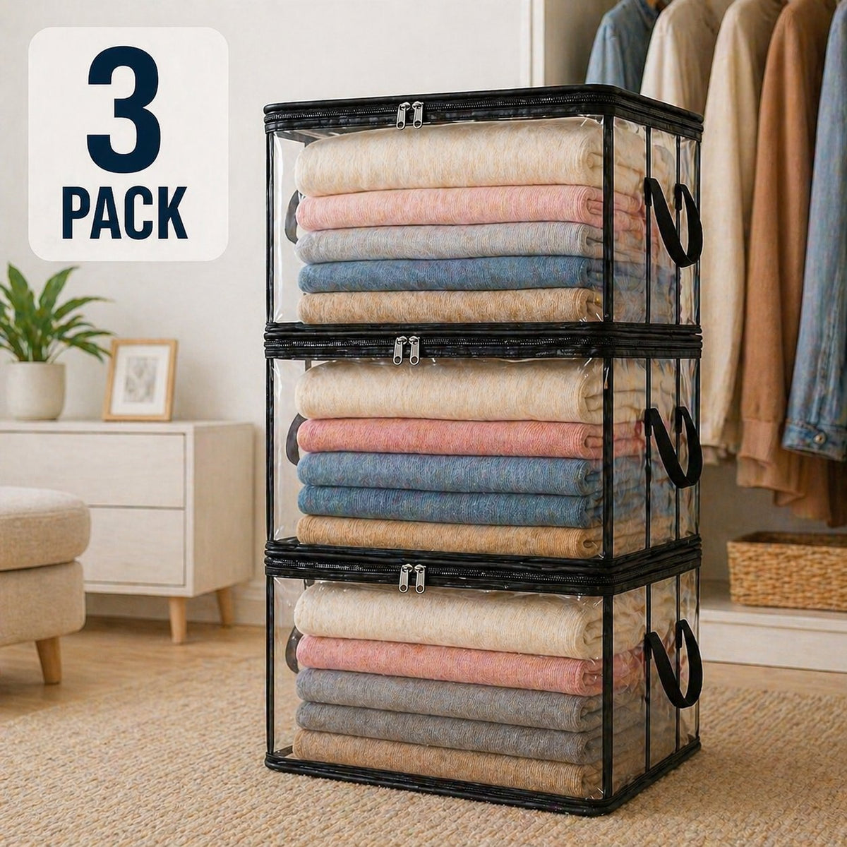 ❤️ Buy 2 Get 1 Free❤️📦Large Heavy-Duty Thick Plastic Clear Storage